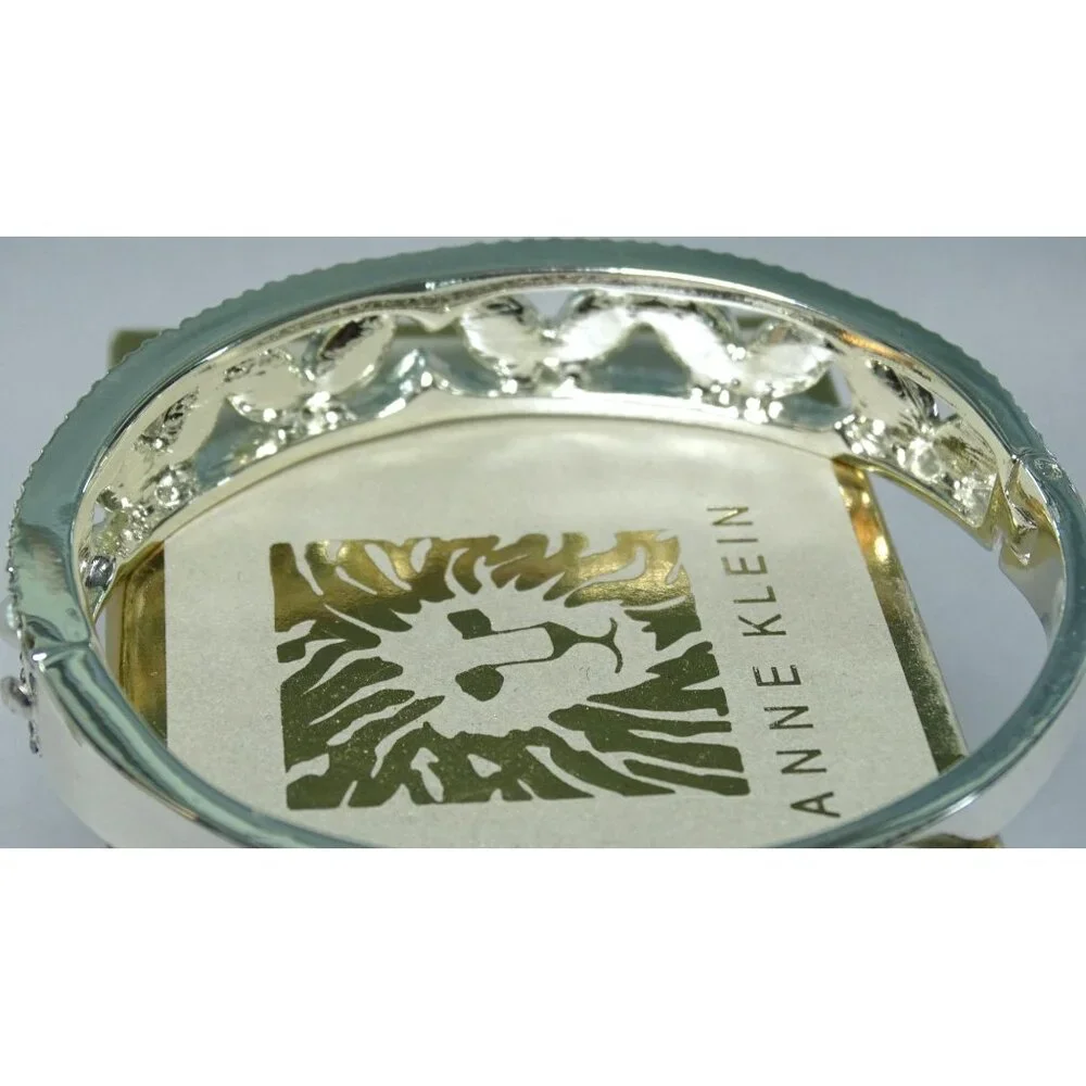Anne Klein Silver-Tone Bangle Bracelet With Pearl & Crystal Accents Elegant Jewe